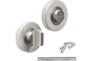 Decoranddecor Round Turn and Release Set for Bathroom Lock 54mm - Toilet Door Thumb Twist (Brushed Chrome)