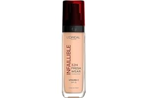 ‎L'OREAL PARIS L'Oréal Paris Make-up, Wasserfest und langanhaltend, Flüssige Foundation mit LSF 25, Infaillible 32H Fresh Wear Make-up, 145 Cool, 30 ml
