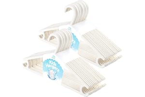 ANSTORE Perchas Infantiles,32 Perchas de Plástico para Bebé, Ultrafinas Que Ahorran Espacio Perchas Ropa Bebe,Antideslizantes Perchas niños con Doble Agujero,Perchas Pequeñas para Ropa Infantil (Blanco)