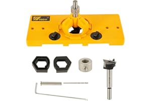 KEYOHOME Dima per Fori a Tasca per Legno 35mm Set di Guide per Cerniera Trapano Nascosta a Tazza Fai da Te (giallo)