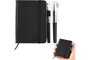 Ninnyi Pocket Notebook with 2PCS Pen, Small Black Notepad A7, Mini Note Book for Work Portable Notepad Journal (100 Sheets)