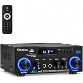 Romicta 800W Stereo Audio Amplifier with Bluetooth 5.0, FM Radio, USB/SD Reader, AUX Input, 2 Microphones with Eco, Includes