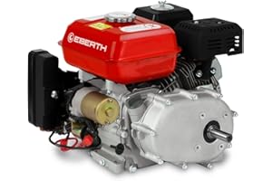 EBERTH 6,5 PS 4,8 kW Benzinmotor Standmotor Kartmotor Antriebsmotor mit Ölbadkupplung, 20 mm Ø Welle, E-Start, 7ah 12V Batterie, Ölmangelsicherung, 4-Takt, 1 Zylinder, 196 ccm Hubraum, luftgekühlt