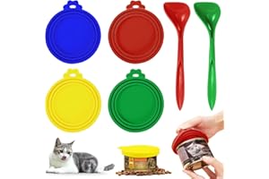 UptVin 4 Stück Dosendeckel, Silikon Deckel für Dosen für Katzen- und Hundefutterdosen 1 Passend für 3 Standardgrößen mit 2 Löffeln zur Aufbewahrung von Hundekatzenfutter