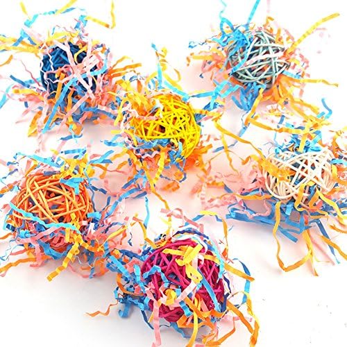 Tianxun 6pcs Parrot Foot Scratch Toy Chew Toys Cage Foraging Shredder Vine Balls Multicolor