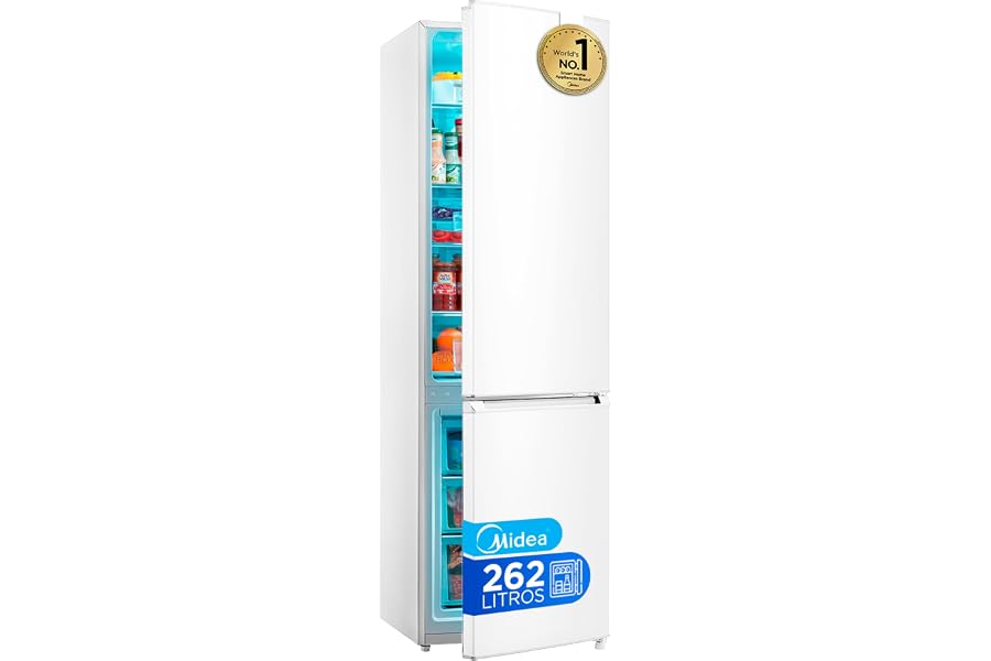 Midea Frigorifico Combi Blanco de 262 L | 55 cm x 177 cm | Nevera Combi con Congelador de 65L y Tecnología Low Frost - Refrig