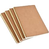 Alfven A5 Spiral Notebook, 4 Pack Kraft Cover Notebook, 50 Sheets/100 Pages, Lined Notebook for School, Office, Projects and