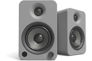 Kanto YU4MG Powered Speakers with Bluetooth and Built-in Phono Preamp | Auto Standby and Startup | Remote Included | 140W Peak Power | Pair | Matte Grey