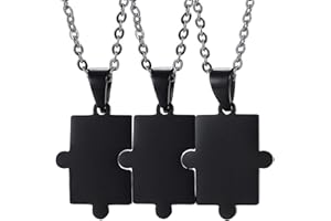 JewelryWe 3 in 1 Collana Puzzle Amicizia Sorella, Collana Personalizzato, Collana Pendente Unisex