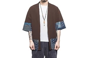 perdontoo Camicia Kimono T-Shirt Uomo Cardigan Giacca Top Casual Camicetta Vintage Elegante Estiva Coppia