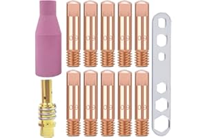 EATBALE Puntas de Contacto de Soldadura, MB15 Puntas de Soldadura 035'' 0.9 mm M6 Soporte de soplete de Soldadura Difusor Kit de consumibles para MB15 15AK MIG mag Soplete de Soldadura (13 Unidades)