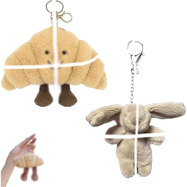 JcvPot 2 Stück Croissant Schlüsselanhänger - Süße Brötchen Anhänger Für Taschen