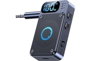 AIGOLINK Trasmettitore Ricevitore Bluetooth 5.4 per TV con AUX Jack 3.5mm, Bassa Latenza &Chiamate In Vivavoce, Portatile Adattatore Audio Wireless per TV, PC,aereo,Auto,Altoparlanti