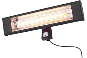 CGC Lighting Black Outdoor Wall Patio Heater Slim Modern 1800W Infrared Radiant Heater Garden Patio Terrace Bar Conservatory Restaurant Workshop Factory Weatherproof Waterproof