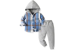 Yanmucy Conjunto de Ropa para Bebé y Niño 2 Piezas Algodón Plaid Niños Hoodies Camisa Tops +Pantalones Set Chándal para Niños Pequeños Niño Invierno Otoño Ropa Set