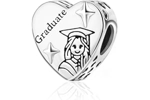 NUNUYAYA Charms Abaloriosde Cuentas Plata de Ley 925 con Circonita Cúbica Graduation Family Flower Charms Colgante Compatible con Niña Mujer Europeo Pulsera Collar