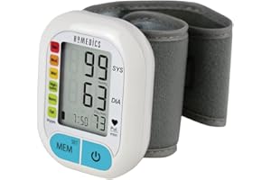 HoMedics, Misuratore di Pressione da Polso, Sfigmomanometro Automatico Compatto e Portatile, Veloce e Facile per Misurare e Memorizzare fino a 60 Misurazioni della Pressione Sanguigna
