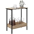 WOLTU Coffee Table, Side Table with 2 Shelves, Bedside Table Easy Assembly, Living Room Table, Small Table with Black Frame and Light Oak Shelves, 50x55x25cm BTS03hei