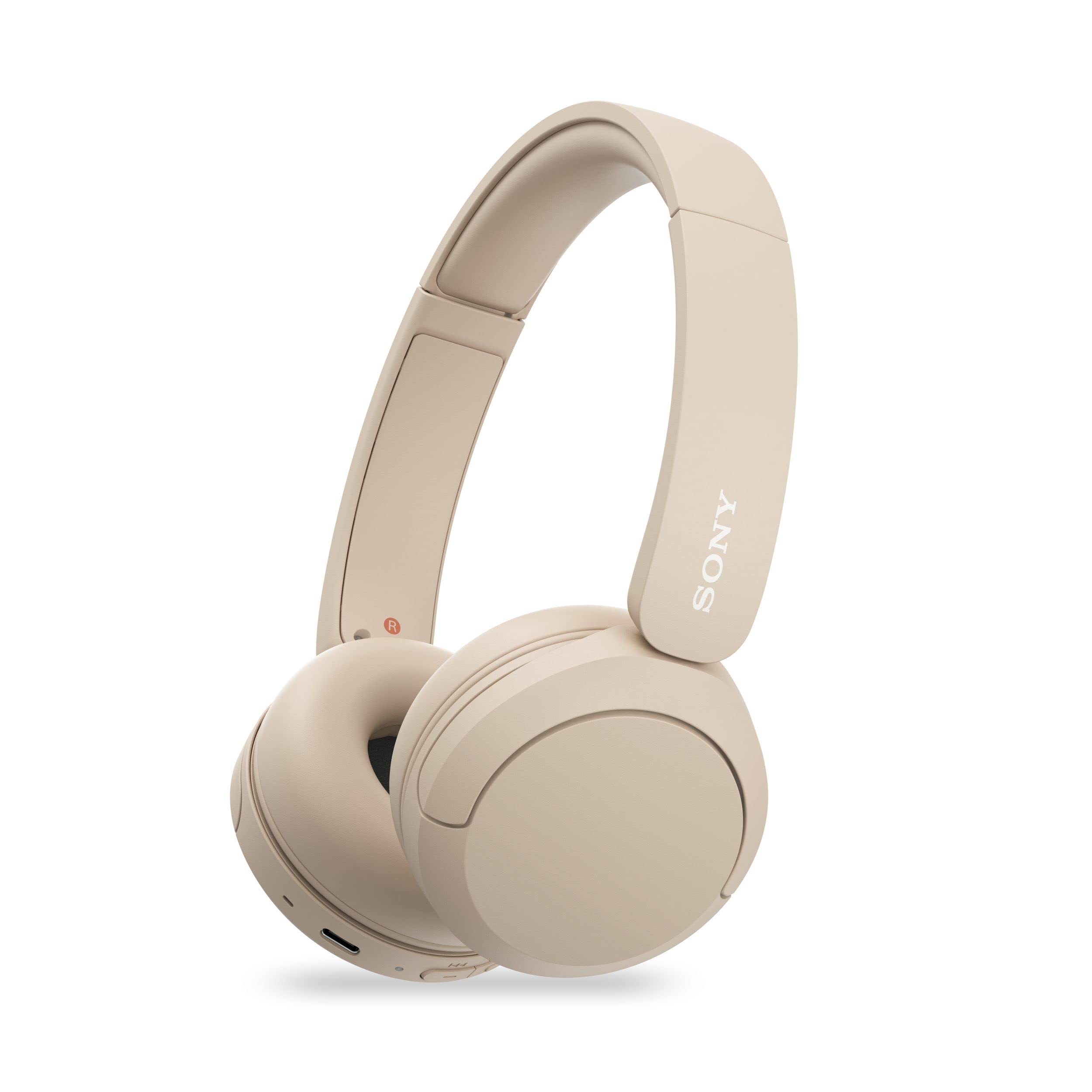 Sony WH-CH520 Wireless Bluetooth Headphones with Mic, Up to 50Hrs Battery-Beige