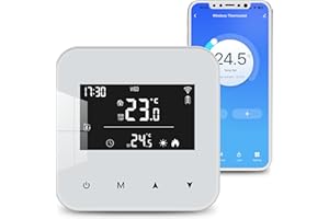 BEOK CONTROLS Beok Thermostat WiFi pour chaudières gaz et fioul,Thermostat Mural à 2 Fils,Programmation Quotidienne,Alimentation par Pile ou USB,Compatible avec Tuya Smart APP,Alexa