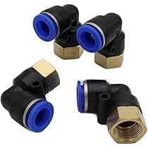 Lot De 4 Raccords Pneumatiques Coudés 90° 1/8" Vers 6 Mm - Laiton Et Acier - Pour Systèmes D'air Comprimé