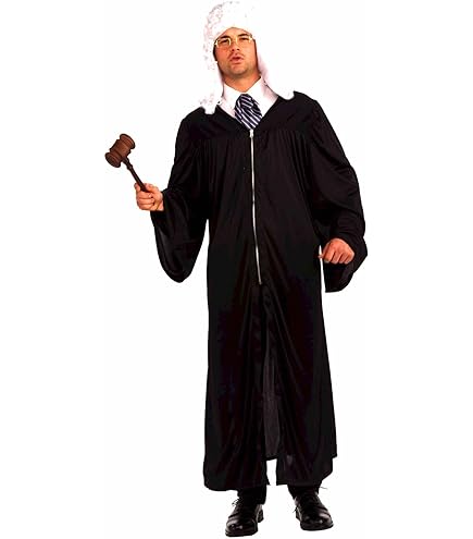 Halloween Judge Costume Set - Robe, Wig, Gavel, Collar & Glasses For Cosplay