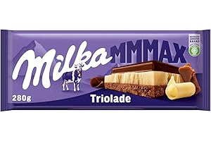 ‎MILKA Milka Mmmax Triolade – Alpenmilch-Schokolade mit weißer und dunkler Schokolade – 280g