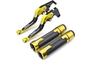 MOTORFISH Adjustalbe Kit de poignées de guidon de frein à main pliables et extensibles en aluminium pour Yamaha T-MAX 500 530 560 2001-2020 (T-MAX 2008-2020, kits doré)