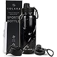 SOLARA Insulated Water Bottle, 1L/32oz, Stainless Steel, Black Marble