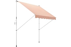 Outsunny Tenda da Sole a Bracci 3x1.5m con Manovella, Struttura Telescopica in Metallo e Parasole in Poliestere, Arancione e Bianco