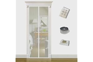 TQFlow Magnetic Screen Door,95x205cm Fly Screens for Doors,Anti Mosquito Heavy Duty Bug Mesh Curtain,Snap Shut Automatically Insect Door Screen with Full Frame Magic Tape&Powerful Magnets
