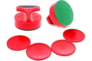 WANGDUODU Air Hockey Pucks-Air Hockey Reemplazos empujadores Air Hockey con 2 Strikers y 4 Pucks Palas manijas portería Accesorios Repuesto para mesas Air Hockey