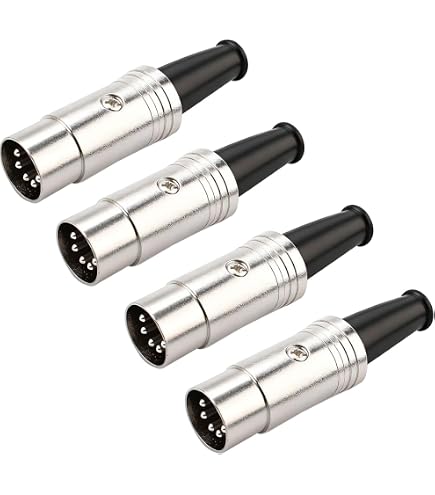 MEIRIYFA DIN 5-Pin Connettore Maschio Spina, 4 Pack Adattatore Audio MIDI Cavo Con Presa Terminali di Saldatura per Mixer, Batteria Elettronica, Tastiera