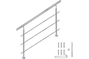 CAVATINY Edelstahl Handlauf Geländer für Treppen Brüstung Balkon ohne Querstreben - Innen und Außen Handlauf Geländer Treppengeländer Edelstahl Brüstung Balkon (200CM, 3 Querstreben)