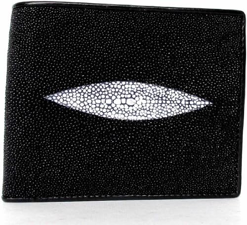HANDMADE 100% BEAUTIFUL GENUINE BLACK &amp; WHITE STINGRAY LEATHER WALLET STANDARD 3.5 x 4.5 INCHES
