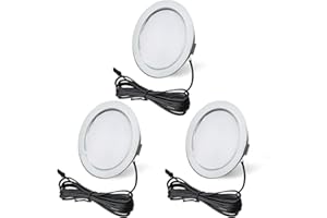 URing Spot Encastrable 12V Dimmable, 3,5W 4000K Blanc Neutre 300LM Extra Plat, LED Plafonnier pour Meuble avec Câble de 2m, Lot de 3, Chrome