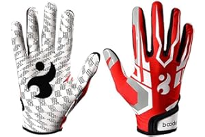 HOMU American Football Gloves Receiver Gloves Breathable and Non-Slip Silicone Grip Glove with Adjustable Wristband For Youth Kids Ultra-Stick Tight Sports Receiver Glove Silicone Palm for Games Training