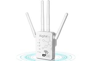 AIGOLINK Répéteur WiFi Puissant AC 1200Mbps, Amplificateur de Signal, Double Bande 2,4GHz 300Mbps/5GHz 867Mbps, Extendeur avec Port ethernet&Mode AP, Booster Compatible Toutes Box Internet