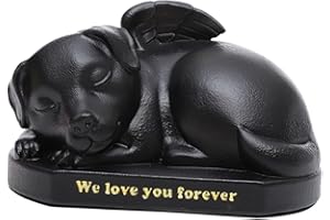 JISADER Urnes pour Animaux de Compagnie Organisateur d'urnes funéraires en résine Stockage de sympathie Dormir dans Une Statue d'aile d'ange Souvenir Étui, pour Chien
