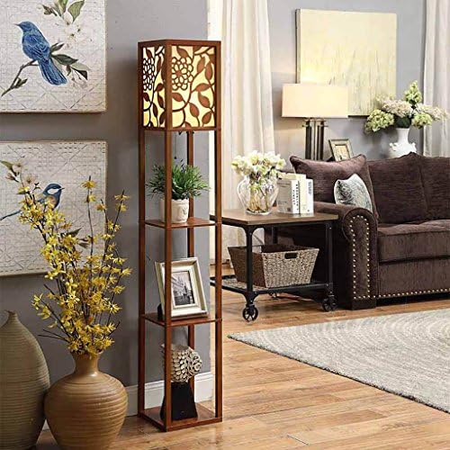 Floor Lamp Shelf Bedside Bedroom Lights Living Room Study Lamp Bookshelf Floor Uplighter ( Color : A )