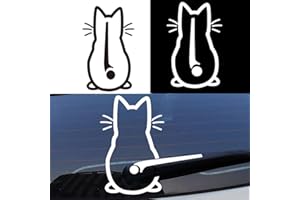 GOBFAR Katzen Wischer Aufkleber, 2 Stück Reflektierend Scheibenwischer Aufkleber Lustiger Cartoon Kätzchen Schwanz Auto Aufkleber, Auto Körper Aufkleber Lustige Katze Schwanz Auto Scheibenwischer Aufkleber