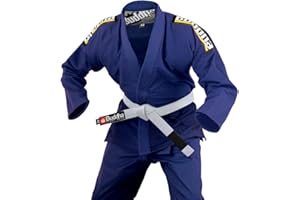 Buddha Fight Wear-Kimono Premium Infinity Negro de Jiu Jitsu Brasileño/BJJ Gi con Cinturón Blanco, Unisex Adulto