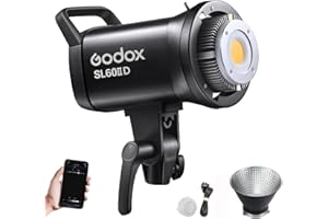 ‎GODOX Godox SL60IID lampa wideo LED 70 W, 18600Lux@1M 5600K COB LED ciągłe światło, aplikacja Bluetooth i bezprzewodowy pilot zdalnego sterowania 2,4 G, 8 wbudowanych efektów Fx, TLCI/CRI 97+/96+Bowens