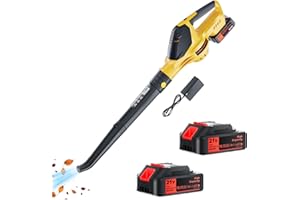 Olubfdh 21V Soffiatore a Batteria 200Km/h 420m³/h, Max 18000RPM, 5 Velocità soffiatore a batteria con 2 batterie 4000 mAh e caricabatterie per Foglie Giardino, Trucioli Legno, Pulizia del Cortil