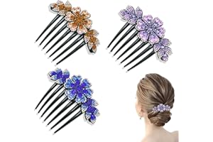 LAKJUOZ Paquete De 3 Peines Para El Cabello Para Mujeres,Peinetas Para El Pelo Cabello Con Diamantes De Imitación, Peines Para El Cabello, Peines Para El Cabello Con Flores, Regalos Para Mujeres Y Niñ
