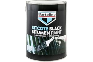 Bartoline Bitcote Black Bitumen Paint 5L – Waterproof, Anti-Rust, Flexible Coating for Steel, Iron, Timber, Concrete & More. Ideal for Fences, Barns, Chassis. 1L covers approx. 9–13m²
