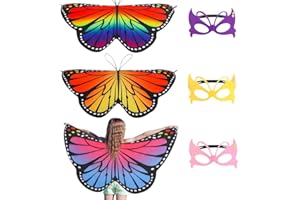 adakel 6 Pieces Kids Butterfly Wings Costume Halloween Fairy Butterfly Wings for Kids Girls Halloween Party Dress up