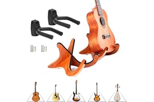 Support pour Guitare en Bois Et Support Mural,Saijer Support Pliable en Bois Stand Musical Pliable pour Guitares Et Réglable Cintre Crochet De Guitare pour Guitare Acoustique Électrique Basse
