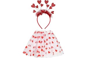 SUNSHINE SMILE Amor Kostüm,Karneval Kostüme Amor Set,2 Stück Amor Damen Kostüm,Herzchen Tutu Weiß Tutu Rock,Valentinstag Herz Stirnband Pailletten,Amor Kostüme Accessoires für Valentinstag Karneval Party Cosplay