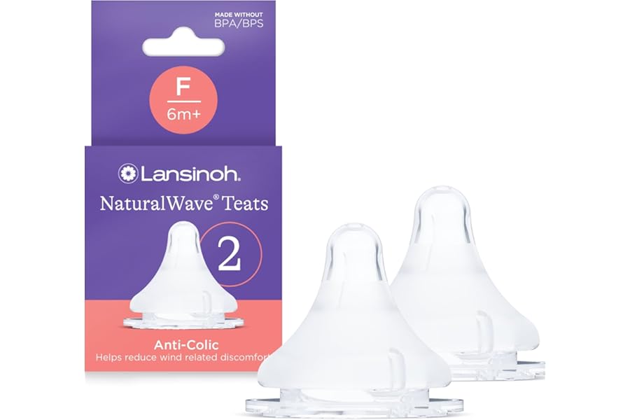 Lansinoh NaturalWave Baby Bottle Teats - Fast Flow - Anti-Colic Air Vent - BPA & BPS-Free - Clinically Proven to Reduce Nipple Confusion - Compatible with Lansinoh Bottles - 2 Pack